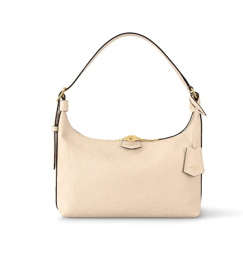 Louis Vuitton Cream Embossed Leather Hobo Shoulder Bag with Gold Hardware