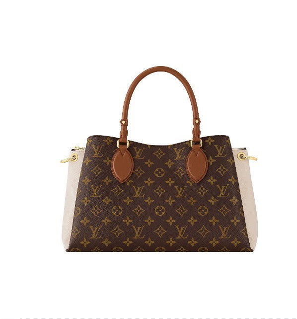Louis Vuitton Classic Monogram Canvas Handbag with Leather Trim and Top Handles