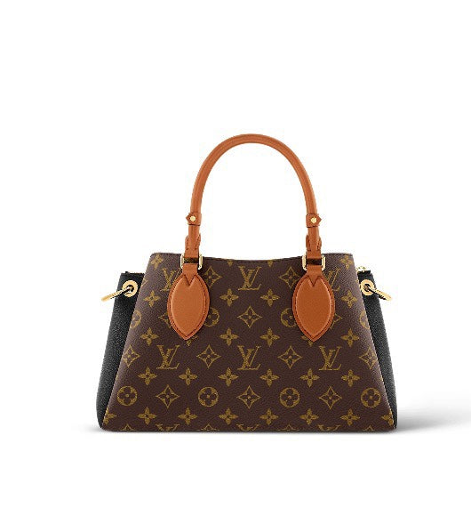 Louis Vuitton Classic Monogram Canvas Tote Handbag with Tan Leather Handles