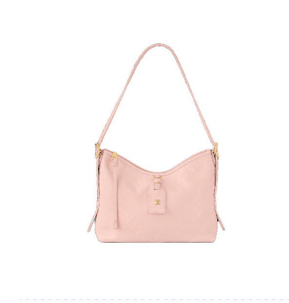 Louis Vuitton Minimalist Light Pink Leather Hobo Shoulder Bag for Women