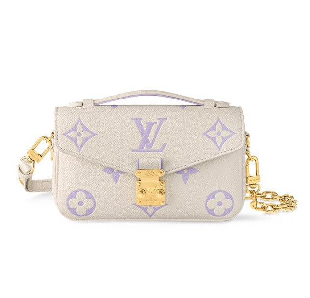 Louis Vuitton Lilac and Cream Monogram Embossed Leather Flap Crossbody Bag