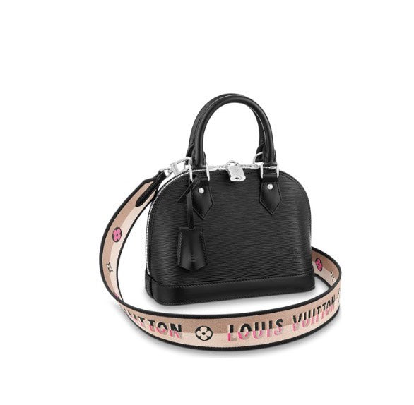 Louis Vuitton Black Textured Leather Dome Handbag with Wide Shoulder Strap