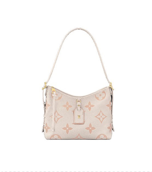 Louis Vuitton Elegant Pastel Pink Floral Monogram Shoulder Handbag