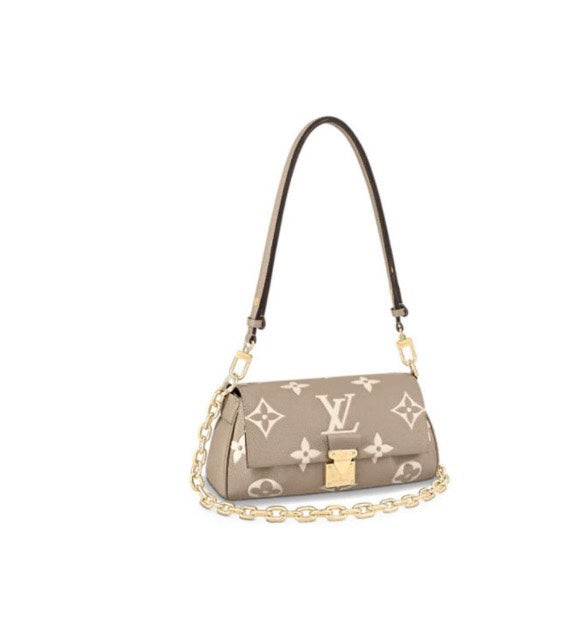 Louis Vuitton Taupe Monogram Leather Baguette Shoulder Bag with Gold Chain