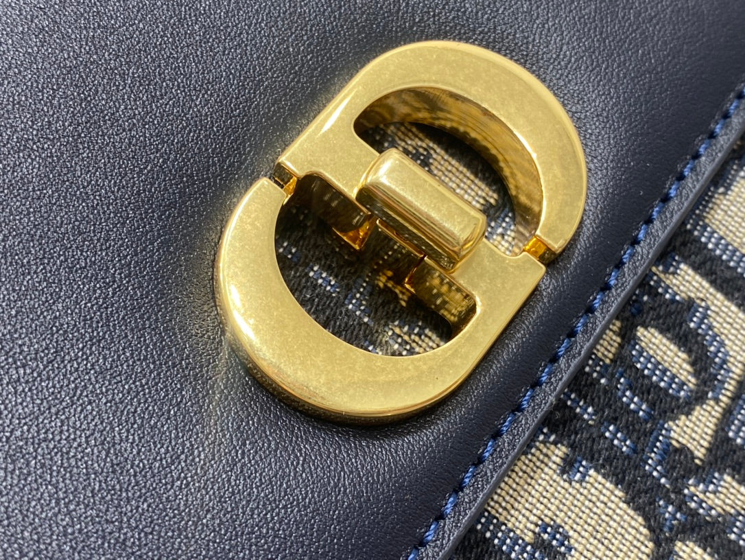Dior Classic Navy Blue Monogram Canvas Crossbody Shoulder Bag