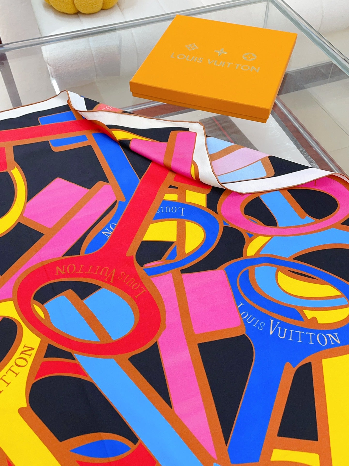 Louis Vuitton Multicolor Silk Square Scarf - Abstract Geometric Print Luxury Women's Fashion Accessory
