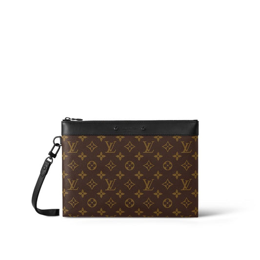 Louis Vuitton Classic Brown Monogram Zippered Pouch Clutch with Wrist Strap