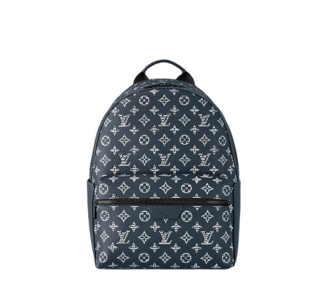 Louis Vuitton Classic Monogram Navy Blue Canvas Backpack with Front Pocket