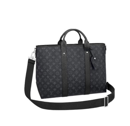 Louis Vuitton Black Monogram Pattern Business Briefcase with Shoulder Strap