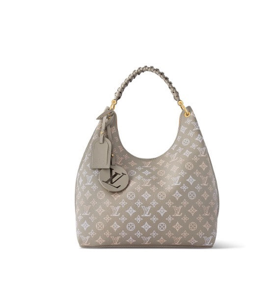 Louis Vuitton Taupe Monogram Leather Hobo Bag with Braided Handle