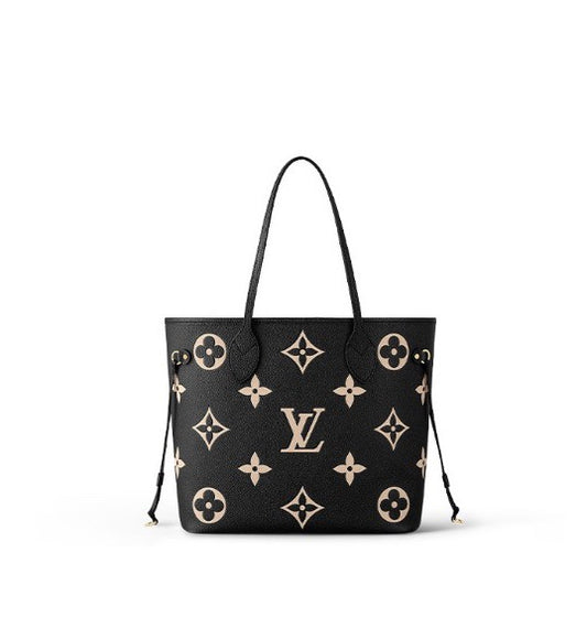 Louis Vuitton Classic Black Embossed Monogram Leather Tote Shoulder Bag