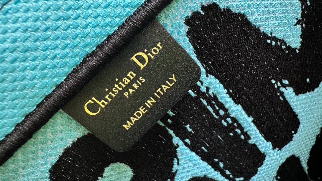 Dior Vibrant Yellow Canvas Tote Bag with Black Graffiti Print