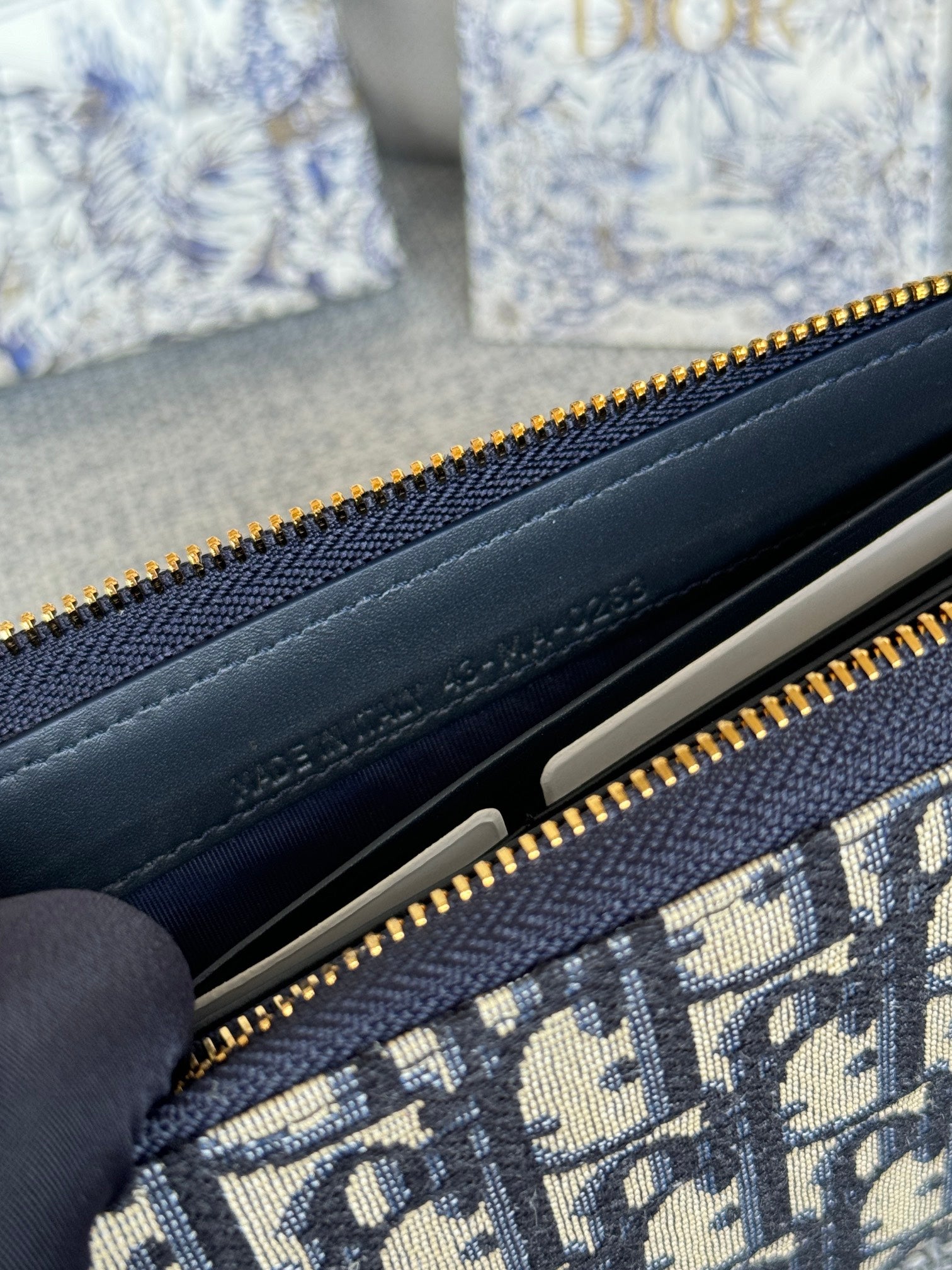 Dior Classic Blue Monogram Jacquard Zip-Around Wallet for Women