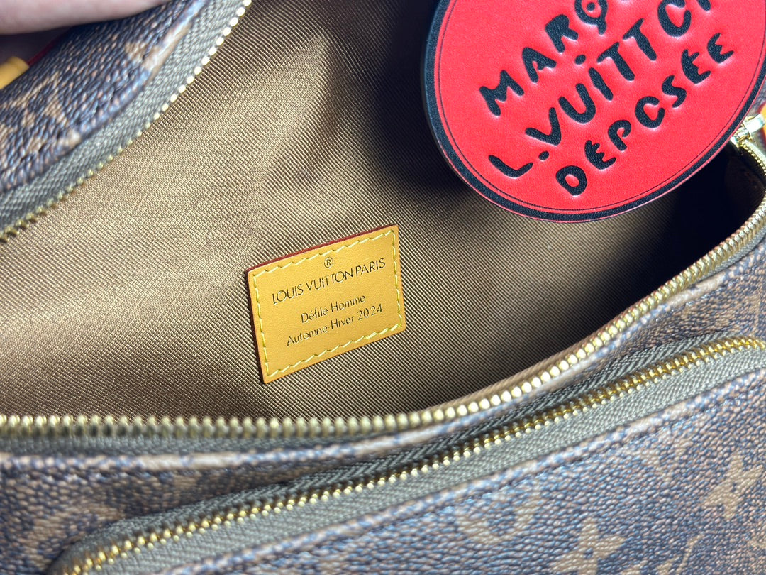 Louis Vuitton Classic Brown Monogram Canvas Waist Bag with Red Hangtag
