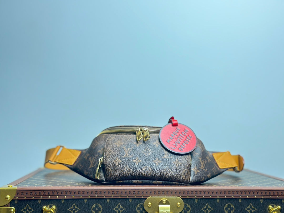 Louis Vuitton Classic Brown Monogram Canvas Waist Bag with Red Hangtag