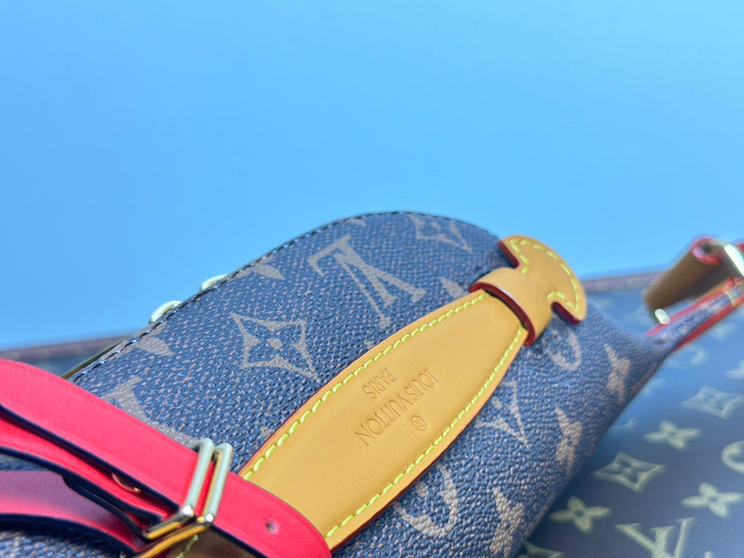 Louis Vuitton Classic Brown Monogram Canvas Waist Bag with Red Hangtag