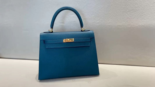 Elegant Teal Blue Top Handle Handbag with Gold-Tone Hardware - Classic Satchel Tote for Women