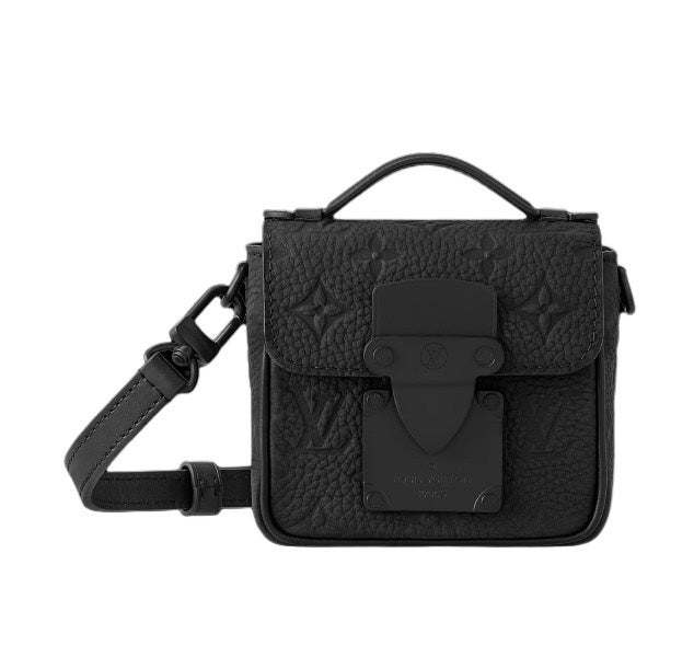Louis Vuitton Black Monogram Embossed Leather Crossbody Messenger Bag with Strap