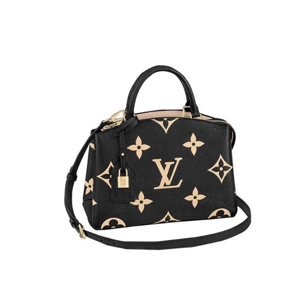 Louis Vuitton Black and Beige Monogram Leather Top Handle Crossbody Bag