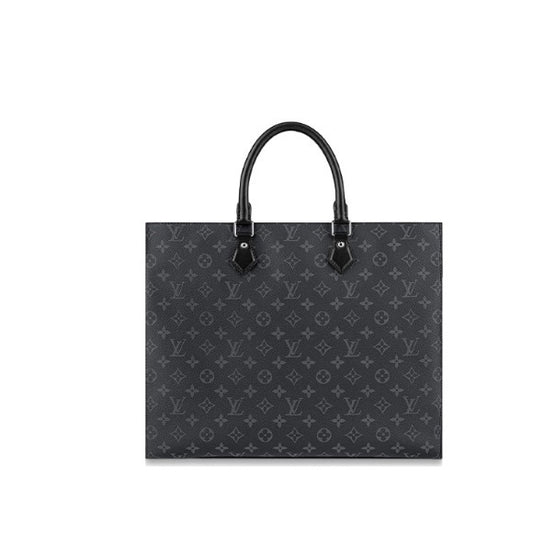 Louis Vuitton Structured Black Monogram Pattern Tote Bag with Top Handles
