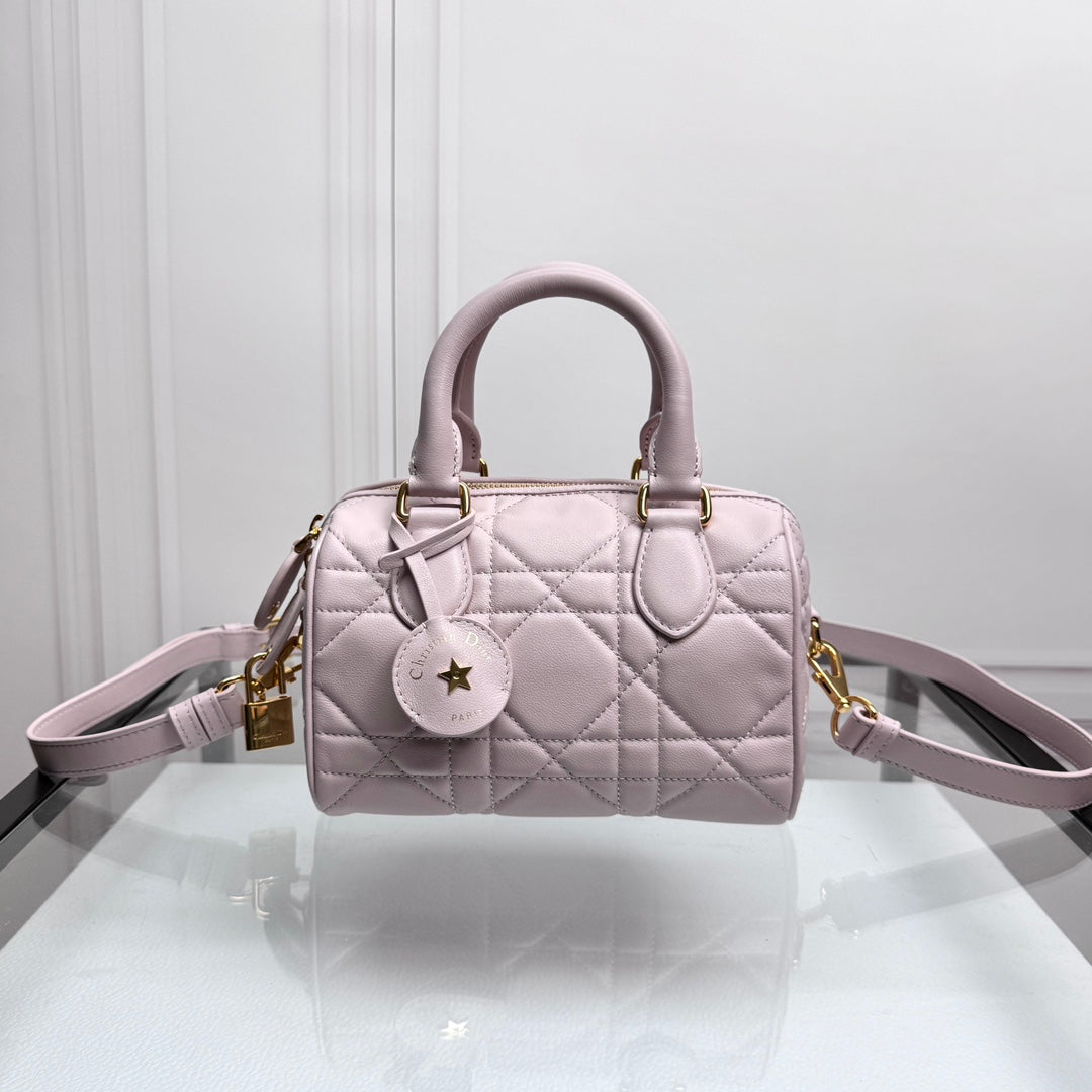 Dior Pink Quilted Leather Top Handle Crossbody Bag with Star Charm