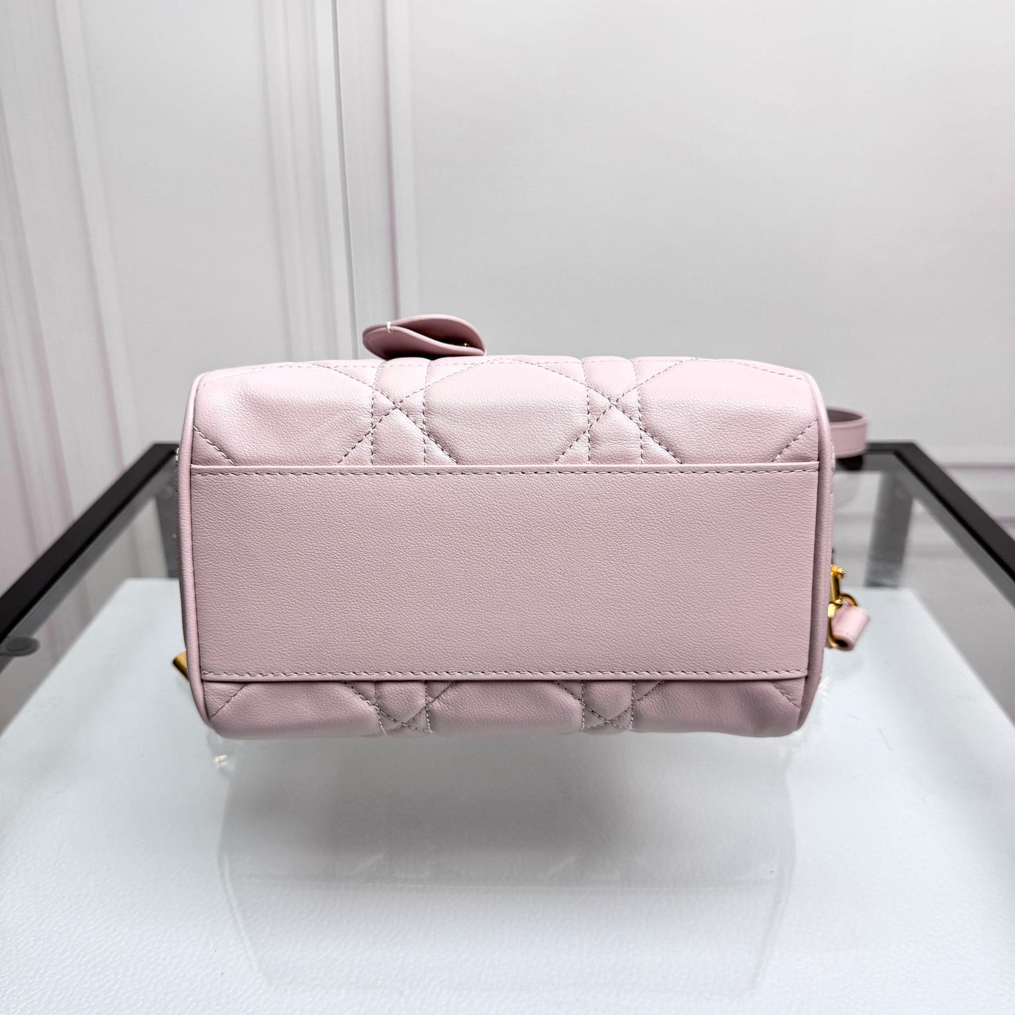 Dior Light Pink Quilted Leather Top Handle Crossbody Handbag