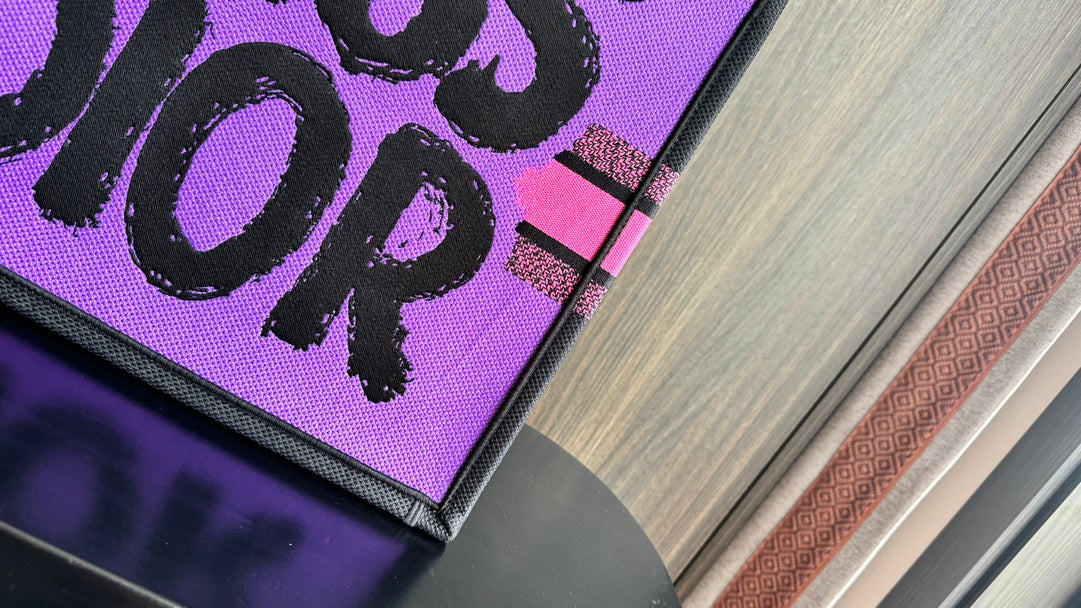 Dior Hot Pink Canvas Tote Handbag with Bold Black Graffiti Print