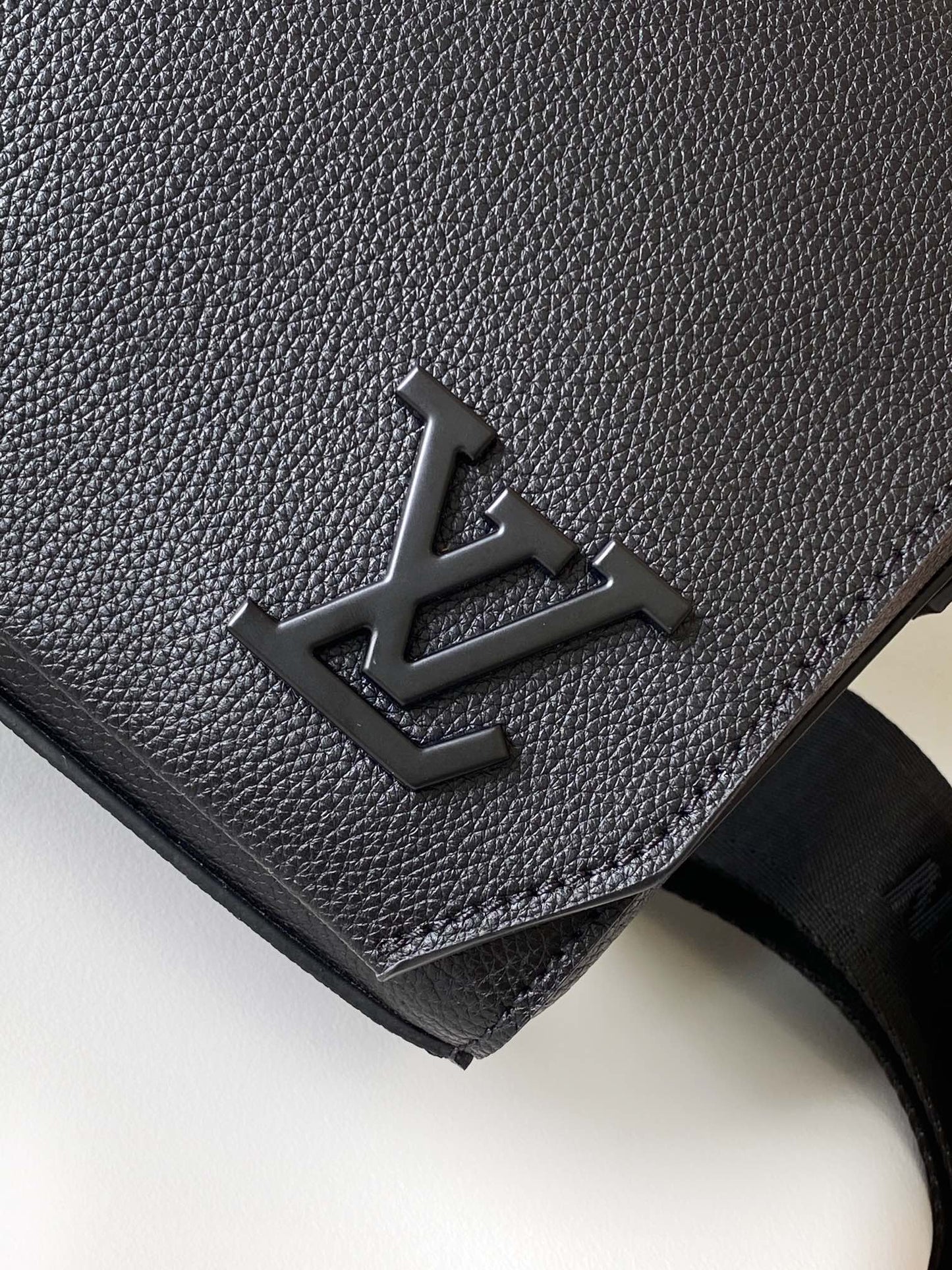 Louis Vuitton Minimalist Black Textured Leather Crossbody Shoulder Bag