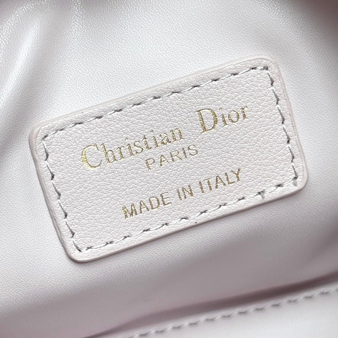 Dior Elegant Light Pink Quilted Leather Mini Duffle Crossbody Bag