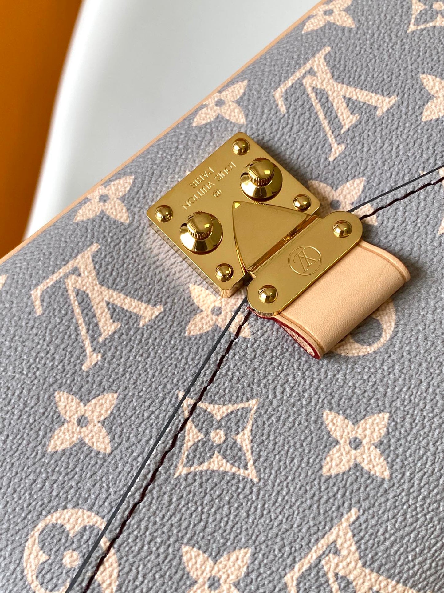 Louis Vuitton Grey Monogram Crossbody Shoulder Bag with Gold Chain Strap