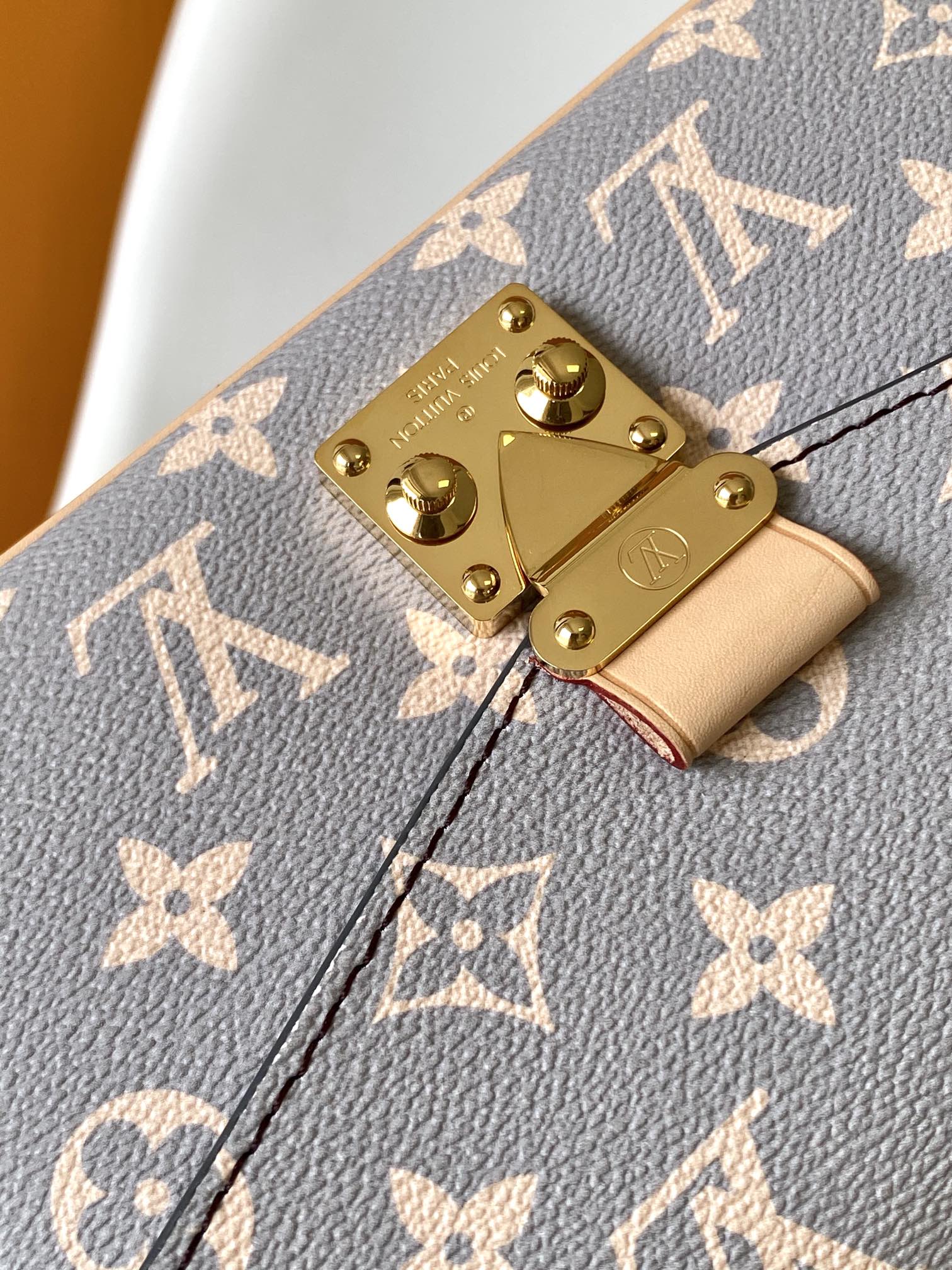 Louis Vuitton Grey Monogram Crossbody Shoulder Bag with Gold Chain Strap