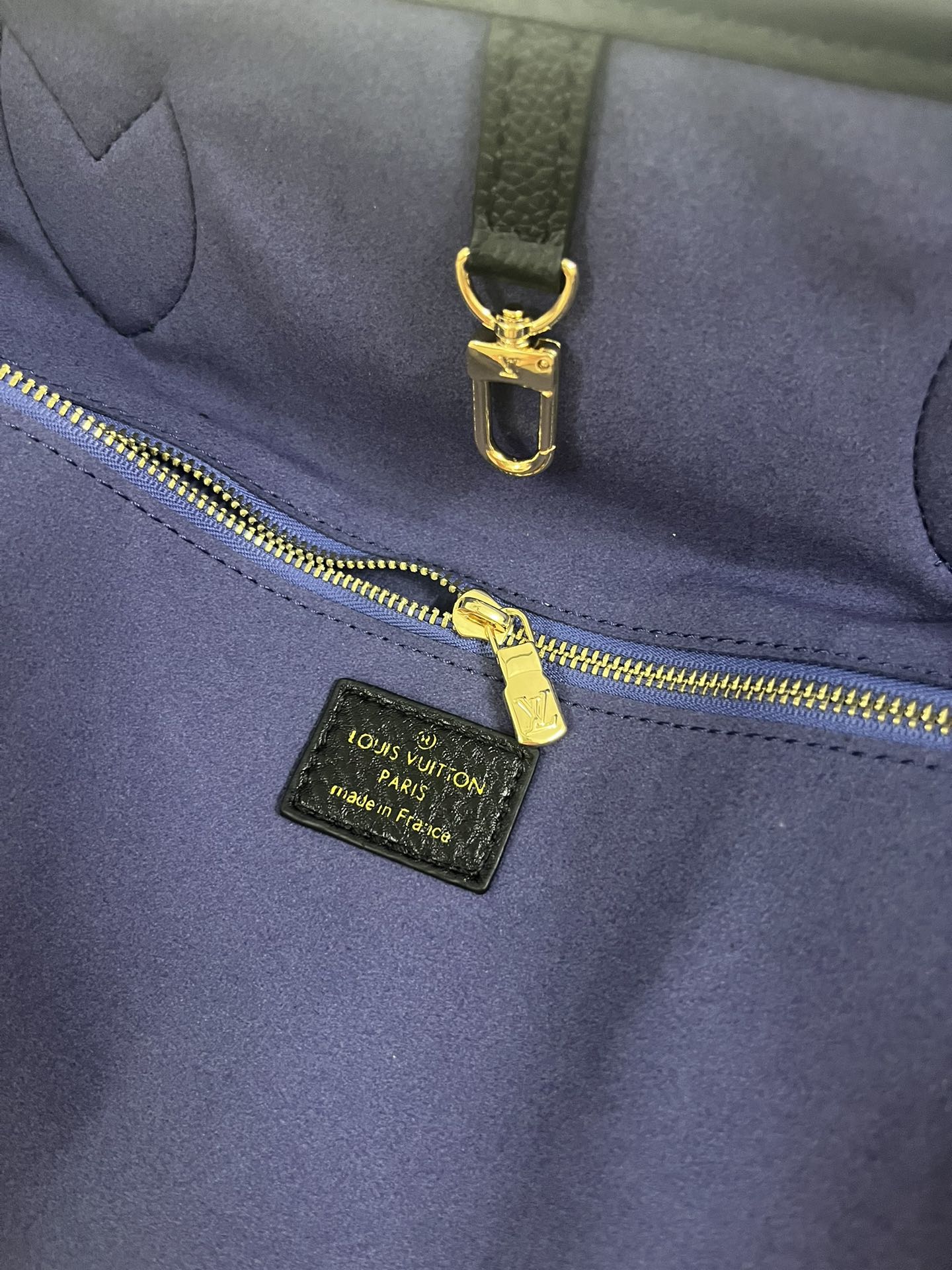 Louis Vuitton Black Embossed Leather Tote Bag with Matching Wristlet Pouch Set