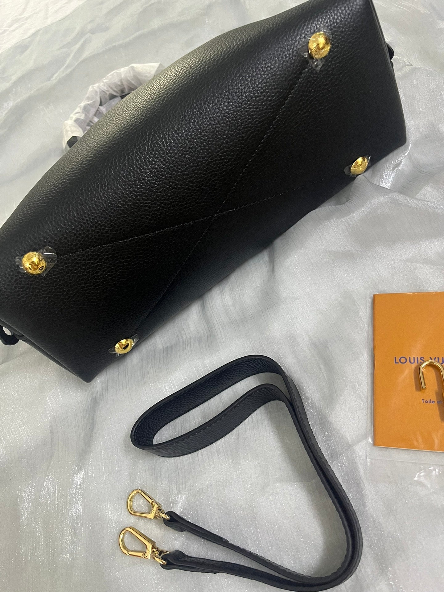 Louis Vuitton Black Embossed Leather Dome Handbag with Detachable Shoulder Strap