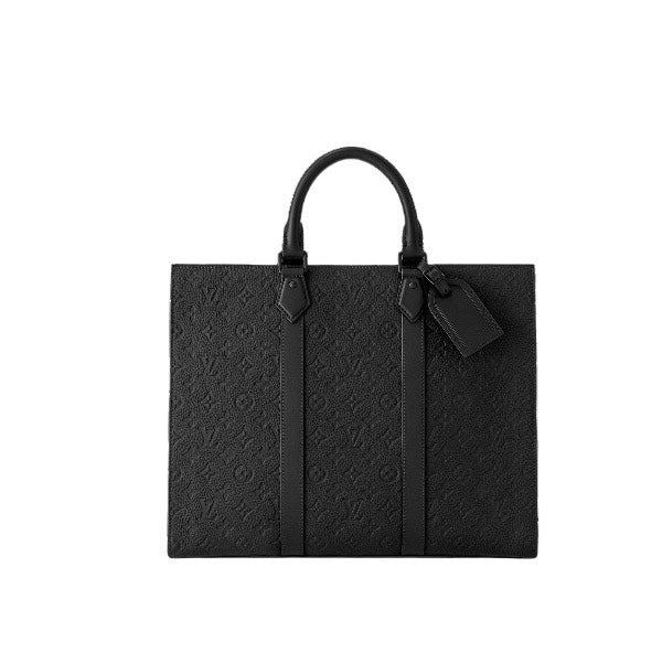 Louis Vuitton Black Embossed Leather Structured Business Tote Handbag