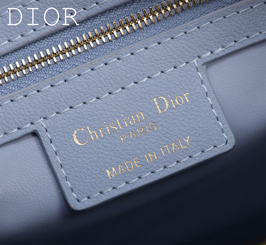 Dior Light Blue Quilted Leather Duffle Bag with Crossbody Strap