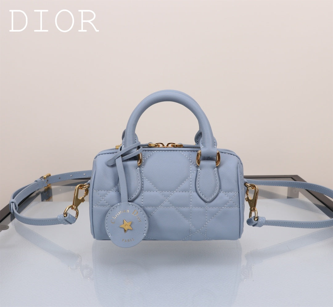 Dior Micro Lady Dior Bag Cloud Blue Cannage Lambskin Top Handle