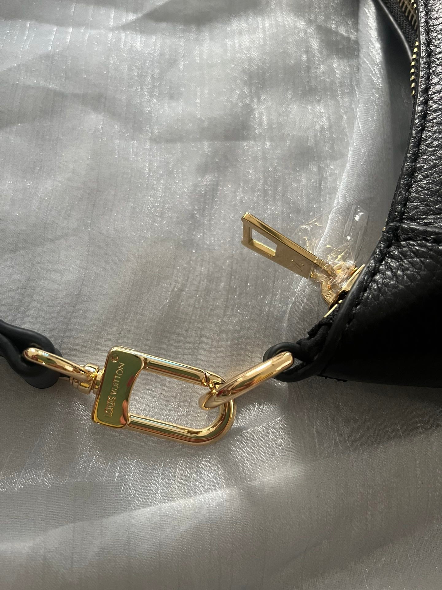 Louis Vuitton Black Embossed Leather Crescent Hobo Shoulder Bag with Gold Hardware