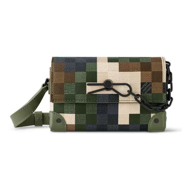 Louis Vuitton Pixelated Green Camo Mini Trunk Crossbody Bag with Chain