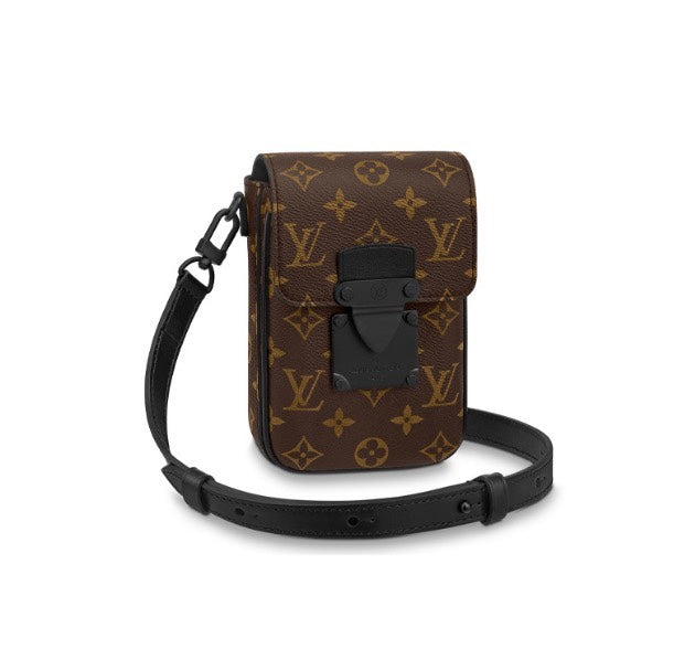 Louis Vuitton Brown Monogram Mini Crossbody Bag with Black Leather Shoulder Strap