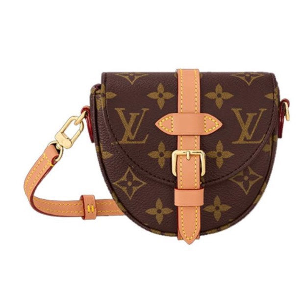 Louis Vuitton Vintage Brown Monogram Saddle Crossbody Bag with Buckle