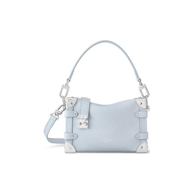 Louis Vuitton Pastel Blue Leather Trunk Crossbody Bag with Silver Hardware