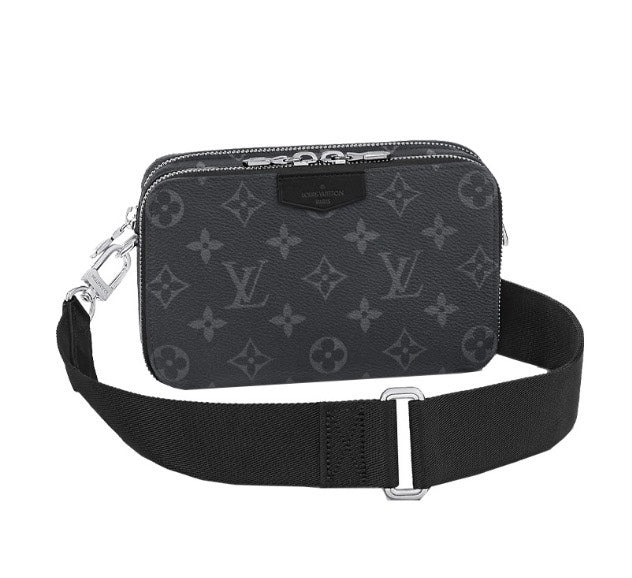 Louis Vuitton Dark Grey Monogram Print Canvas Crossbody Bag with Fabric Strap