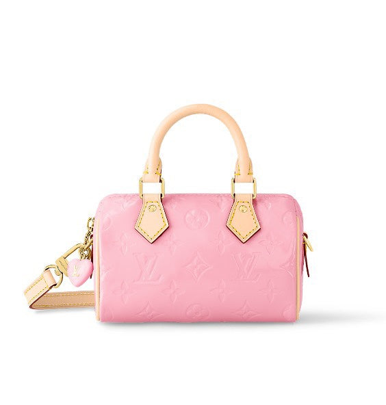 Louis Vuitton Mini Pink Embossed Leather Crossbody Handbag with Top Handles