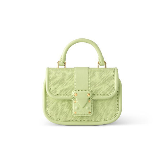 Louis Vuitton Pastel Lime Green Leather Mini Top Handle Handbag with Gold Lock