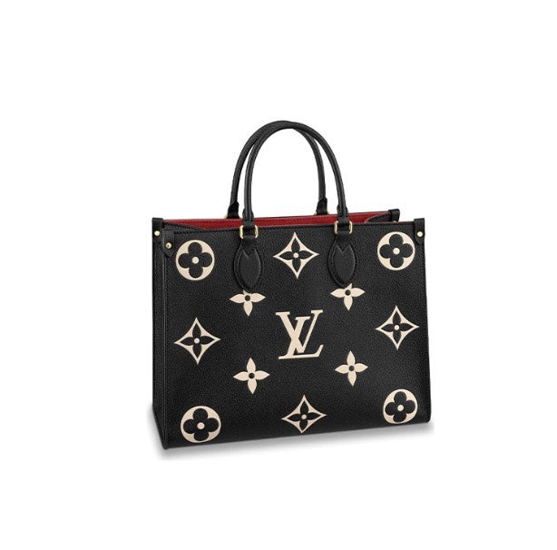 Louis Vuitton Luxury Black Leather Monogram Pattern Shoulder Tote Bag