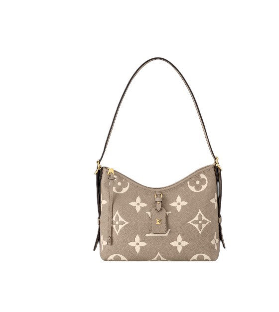Louis Vuitton Elegant Taupe Monogram Leather Shoulder Bag with Top Handle