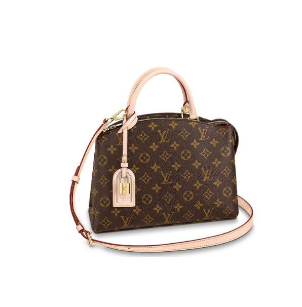 Louis Vuitton Brown Monogram Pattern Satchel Bag with Pink Leather Trim