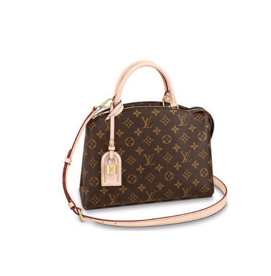 Louis Vuitton Brown Monogram Pattern Satchel Bag with Pink Leather Trim