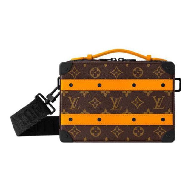 Louis Vuitton Vintage Monogram Pattern Trunk Messenger Bag with Orange Trim