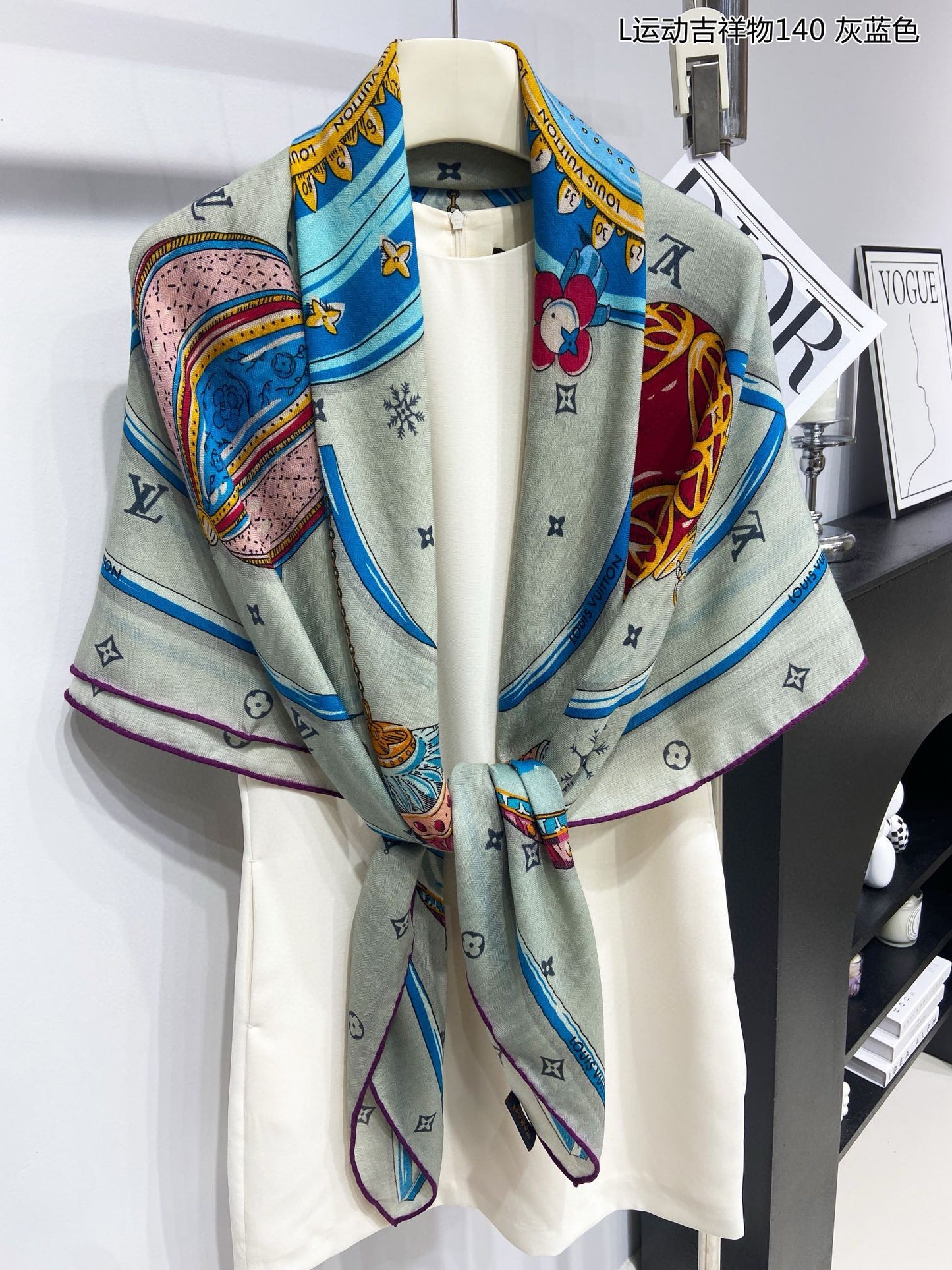 Women's Large Square Patterned Scarf, Multicolor Elegant Fashion Shawl Wrap, Lightweight Oversized Scarf for Fall Winter